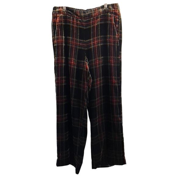 J Crew Sz 8 Stewart Velvet Plaid Pull On Pant Black Holiday Party Festive Preppy - Picture 2 of 15